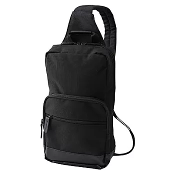 [MUJI 無印良品]撥水加工聚酯底拼接斜背包黑色