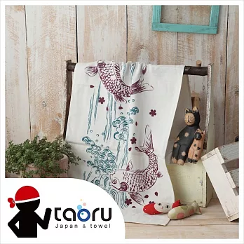 【taoru】登龍門- 日本紗毛頭巾 34x95 cm - 憑藉一股毅力和衝勁，小小鯉魚也能躍龍門化身為不凡。