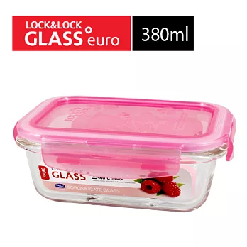 『LLG-422P』樂扣耐熱400度-粉漾櫻花長方型玻璃保鮮盒 (380ml)(粉紅)