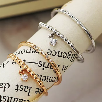 ECO安珂.典雅個性雙排墜鑽 戒指(2色)玫瑰金