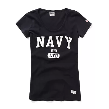 【CACO】NAVY-NAVY大學字短T-女S丈青