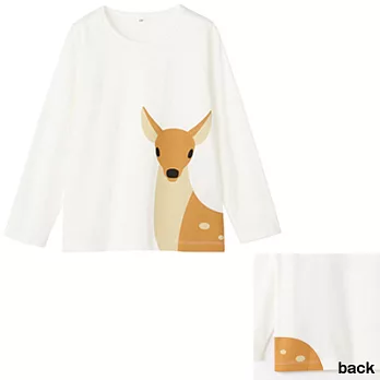 [MUJI 無印良品]兒童有機棉印花長袖T恤110白鹿