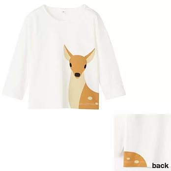 [MUJI 無印良品]幼兒有機棉印花長袖T恤80白鹿