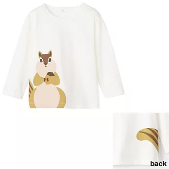 [MUJI 無印良品]幼兒有機棉印花長袖T恤90白松鼠