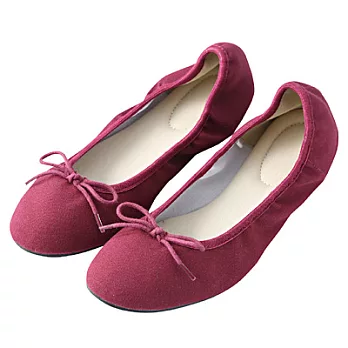 [MUJI 無印良品]女蝴蝶結芭蕾舞鞋M紫紅