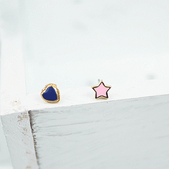 【PinkyPinky Boutique】可愛星星愛心耳環(藍+粉紅)