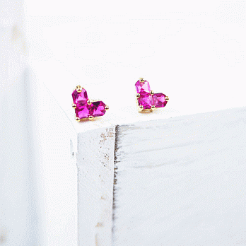 【PinkyPinky Boutique】天使之愛 愛心水鑽耳環(粉紅色)