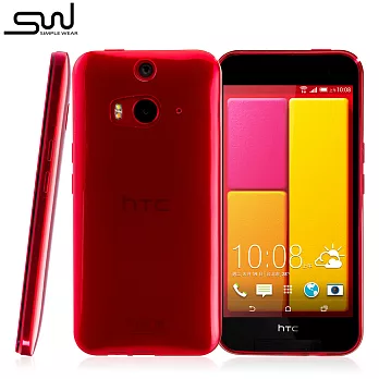 SIMPLE WEAR HTC Butterfly 2 專用 TPU 保護套 - 透紅