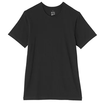 [MUJI 無印良品]男棉混溫調圓領短袖衫XL黑色