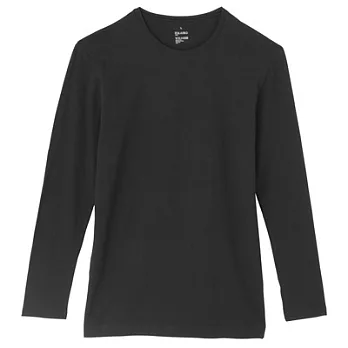 [MUJI 無印良品]男棉混溫調圓領長袖衫XL黑色