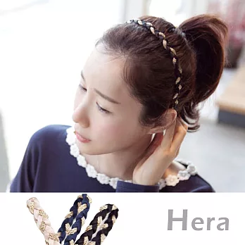 【Hera】赫拉 雙色混編麻花彈力髮箍/髮帶(三色任選)藍色