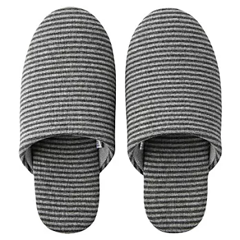 [MUJI 無印良品]新疆棉天竺橫紋舒壓拖鞋/M/深灰色