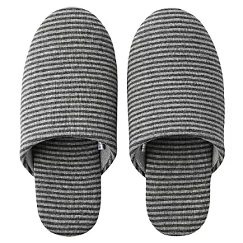 [MUJI 無印良品]新疆棉天竺橫紋舒壓拖鞋/XL/深灰色