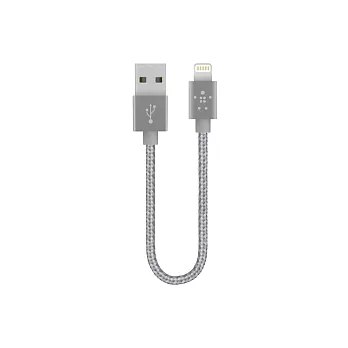 Belkin 金屬 Lightning 2.4A 15cm 同步/充電線(金、灰、銀)太空灰