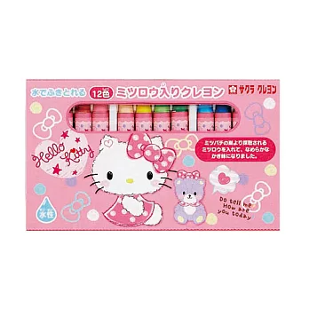 《Sanrio》HELLO KITTY 12色水性蠟筆(蓬蓬玩偶)