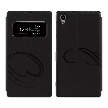 【BIEN】SONY Xperia Z1 絢麗金沙紋來電顯示可立皮套 (黑)