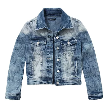 【CACO】AR-刷色長袖牛仔外套-女S淺藍