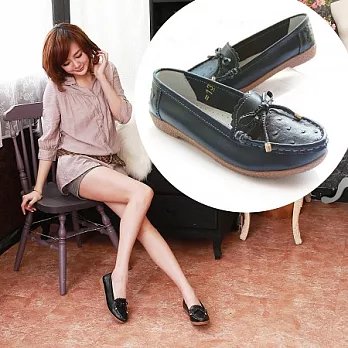 《Moscova》 手工真皮系列 精巧鞋面裝飾蝴蝶休閒鞋 36黑色