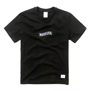 【CACO】NAVY-絨布旗子短T-男S黑