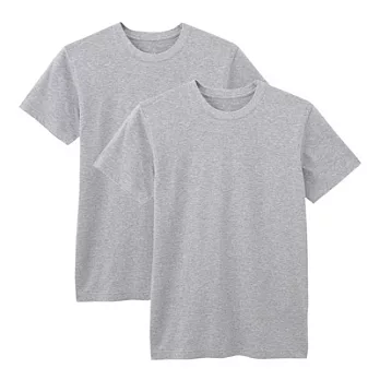 [MUJI 無印良品]男有機棉圓領短袖衫/2入L灰色