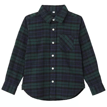 [MUJI 無印良品]兒童有機棉法蘭絨襯衫120深綠格紋