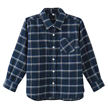 [MUJI 無印良品]兒童有機棉法蘭絨襯衫130藍格紋