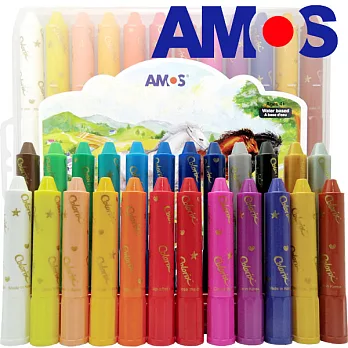 韓國AMOS 24色塑膠盒水蠟筆