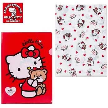 《Sanrio》HELLO KITTY 40週年TINY小熊抱抱系列A4文件夾組(一組2入)