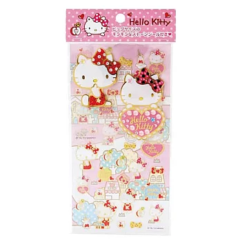 《Sanrio》HELLO KITTY金邊貼紙(附萊茵石大貼紙兩枚)