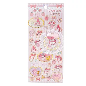 《Sanrio》美樂蒂半立體貼紙(附蕾絲大貼紙一枚)