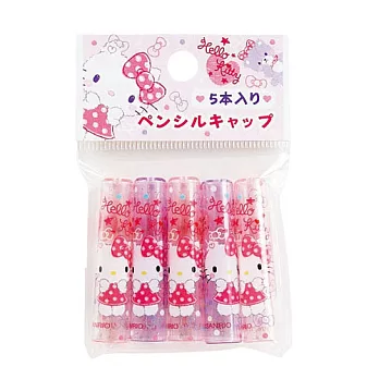 《Sanrio》HELLO KITTY鉛筆帽組-1組5入(蓬蓬玩偶)