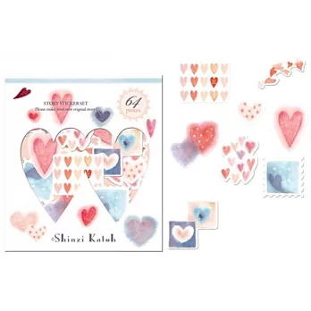 《Shinzi Katoh 加藤真治》散裝貼紙64枚(浪漫愛心)