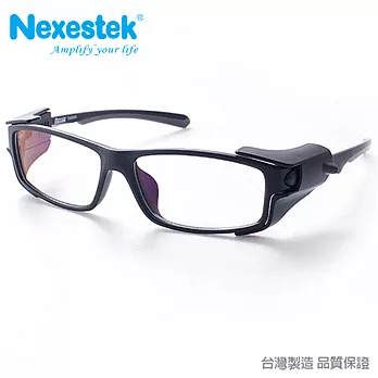 Nexestek 台製尼斯(專業濾藍光眼鏡/電腦族/低頭族拒疲勞乾澀必備)可拆式遮罩款-流線黑