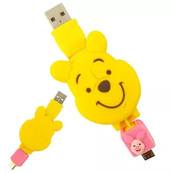 【Disney】Micro USB 造型伸縮傳輸線-維尼維尼
