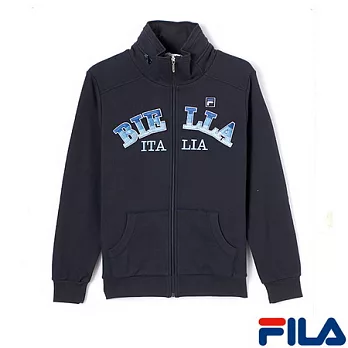 FILA男仕毛裡針織連帽外套-1JKN-5540-NV-M學院藍