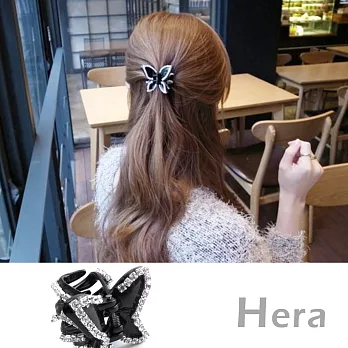 【Hera】赫拉 立體鏤空蝴蝶邊鑽髮夾/抓夾(黑色)