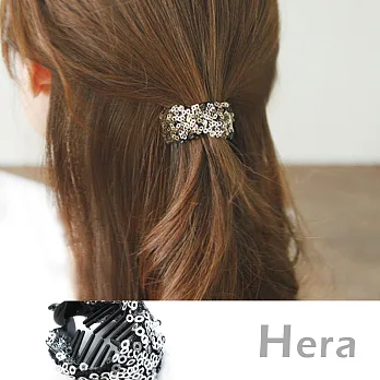 【Hera】赫拉 亮片蕾絲編織馬尾圓形香蕉夾(三色任選)亮片銀