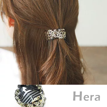 【Hera】赫拉 亮片蕾絲編織馬尾圓形香蕉夾(三色任選)亮片金