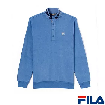 FILA男仕立領磨毛質地上衣-1TEN-5700-BU-XL運動藍