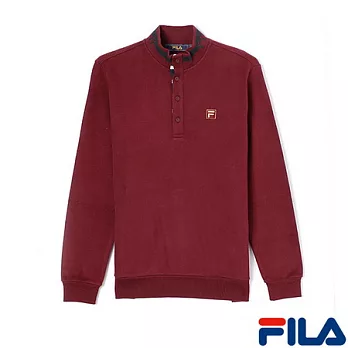FILA男仕立領磨毛質地上衣-1TEN-5700-BR-L酒紅咖啡