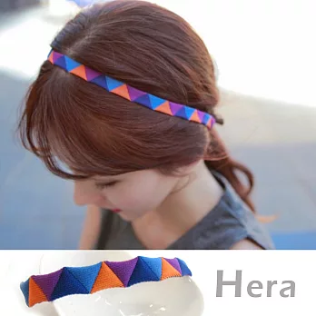 【Hera】赫拉 幾何三角多彩拼接彈性髮箍/髮帶(三色任選)橘紫藍