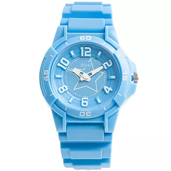 Dinal 星光美少女 亮麗炫彩立體浮雕腕錶 (淺藍)