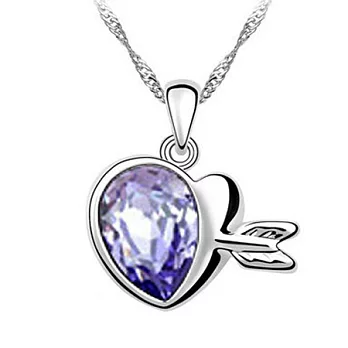 A+ accessories 邱比特之心-奧地利水晶鎖骨短鍊 (藕荷紫)