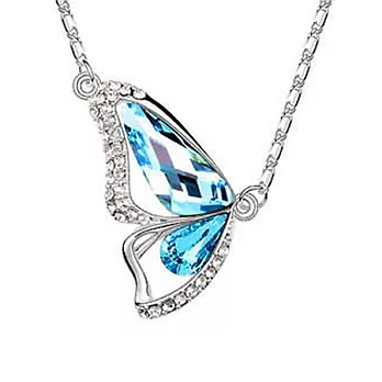 A+ accessories 蝴蝶夫人-奧地利水晶鎖骨短鍊 (海藍)