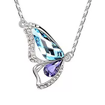 A+ accessories 蝴蝶夫人-奧地利水晶鎖骨短鍊 (海藍+紫色)