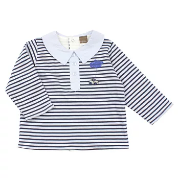 【愛的世界】Marese 純棉橫條紋長袖POLO衫/4~6歲-台灣製-105藍色