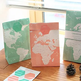 世界地圖包裝禮物袋組(4入)-彩色版