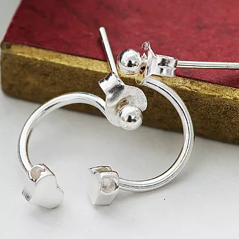 ECO安珂.小圓珠墜愛心 925純銀耳環