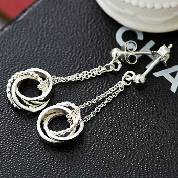 ECO安珂.鎖鏈墜三環設計 925純銀耳環