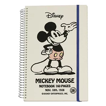 《sun-star》迪士尼復古米奇硬殼大線圈綁帶筆記本